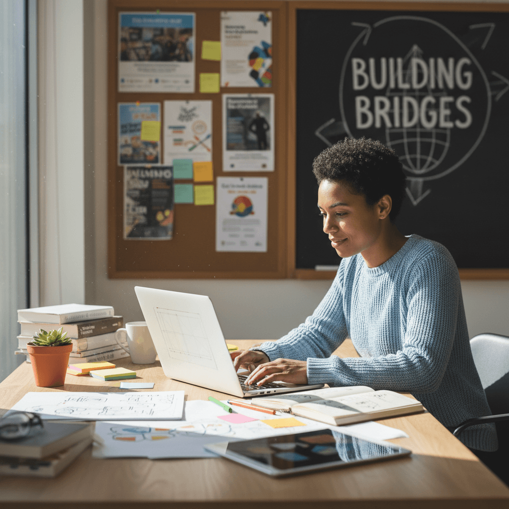 Skills-based volunteer working on a design project