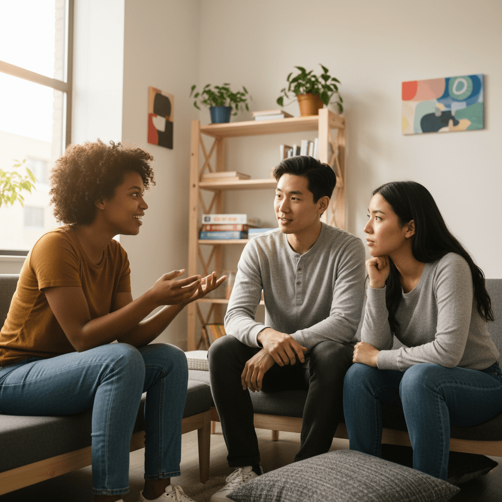 Youth participants in group mentorship session