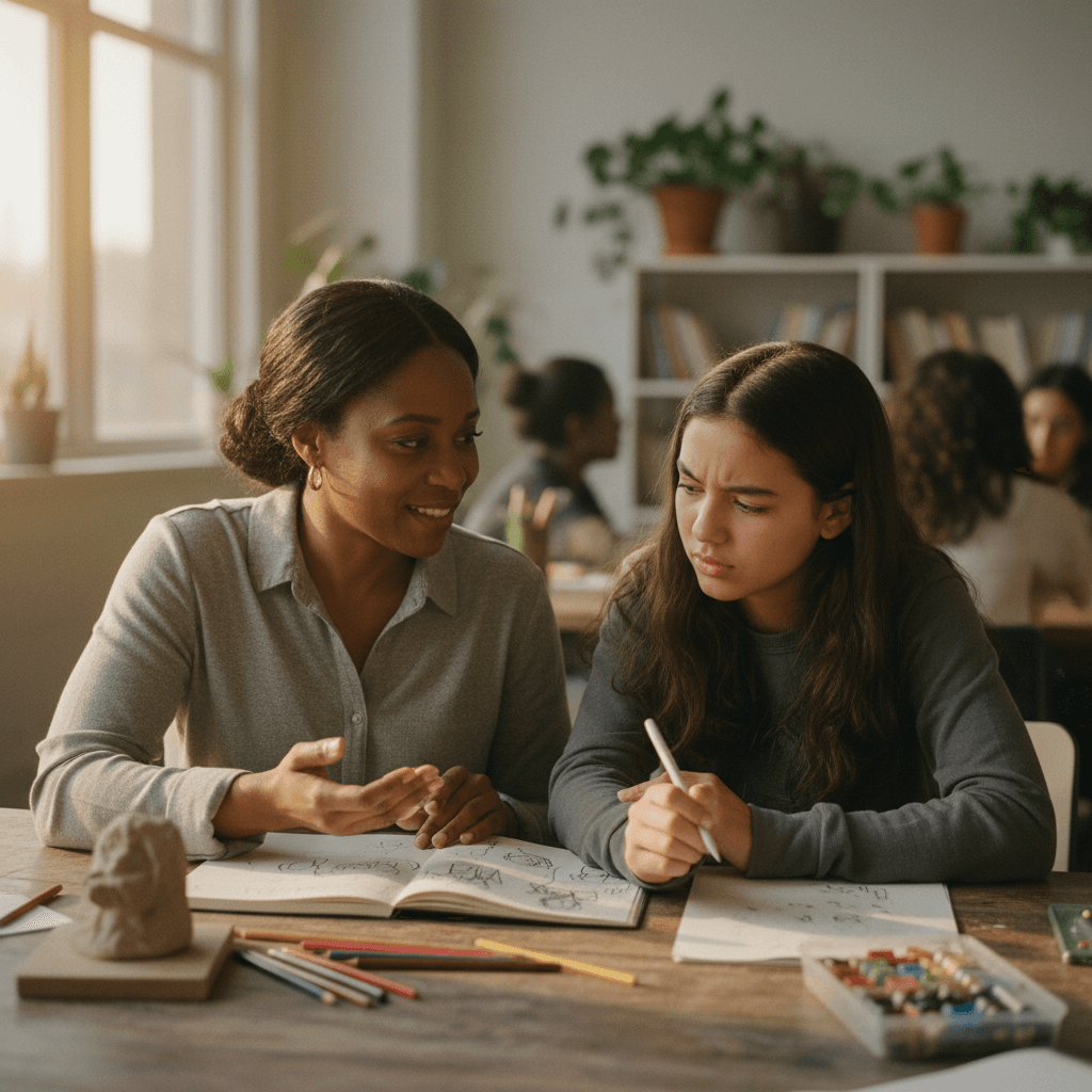 Mentor and youth having a one-on-one conversation