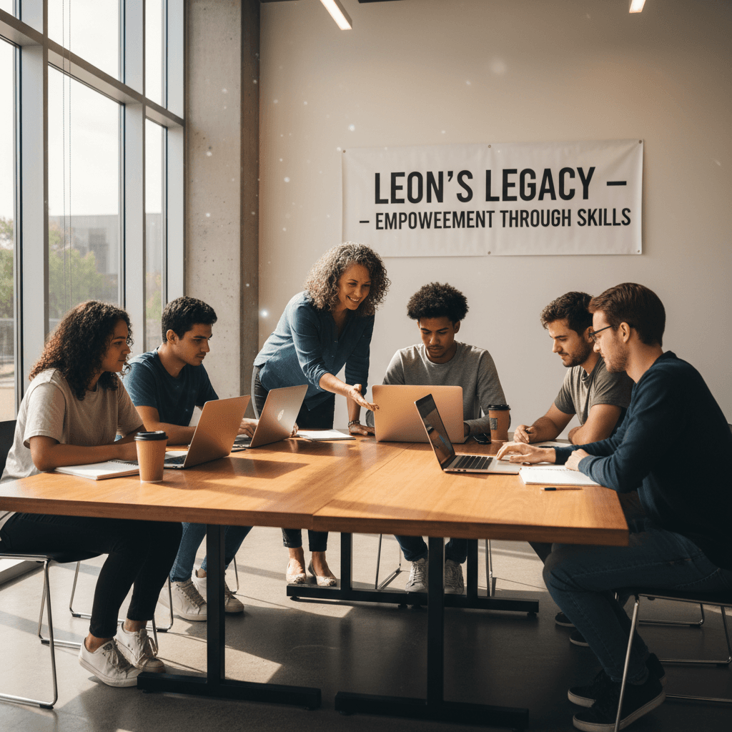 Youth working on resume with mentor guidance at laptop