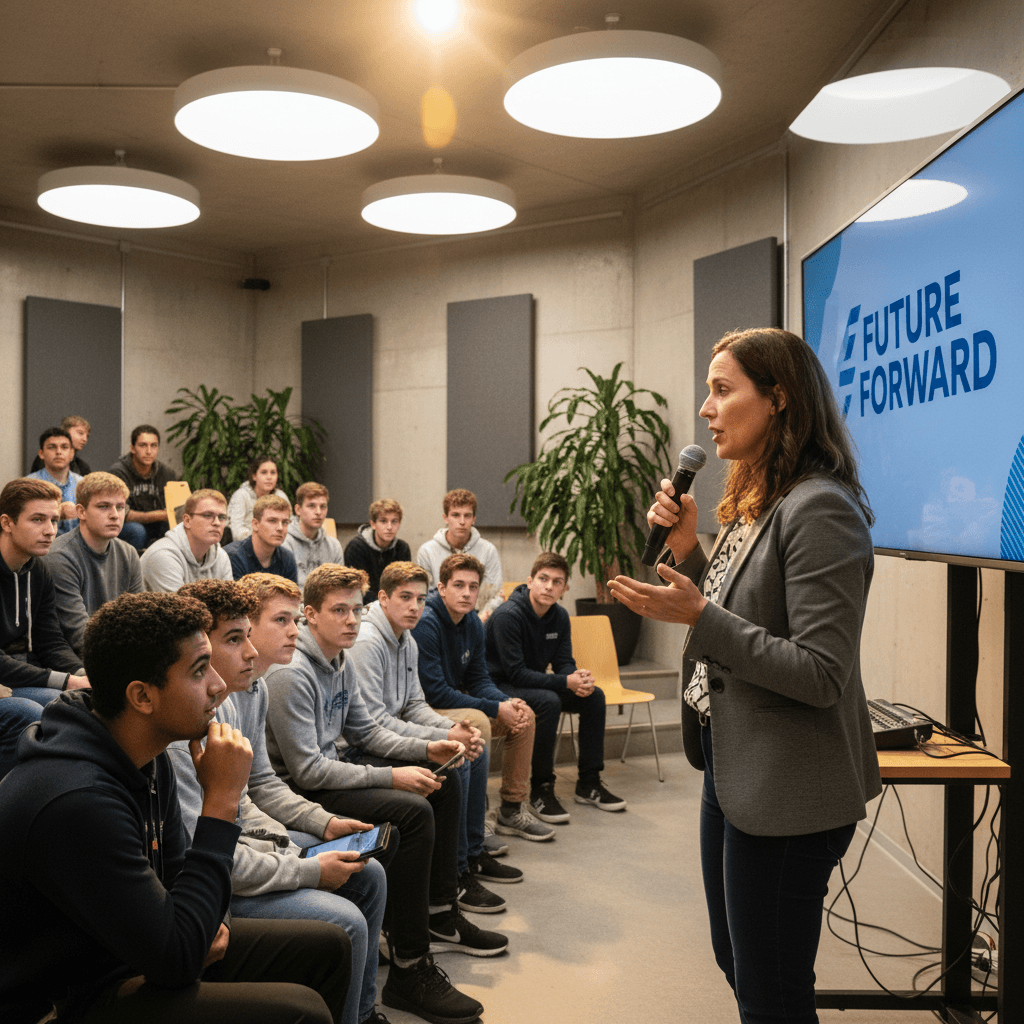 Professional guest speaker presenting to youth group