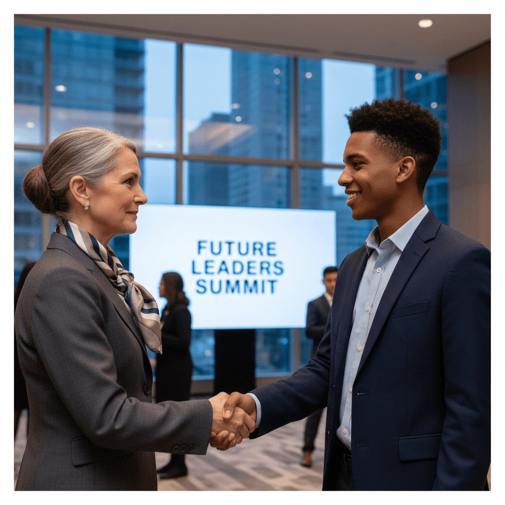 Youth making professional connection with guest speaker