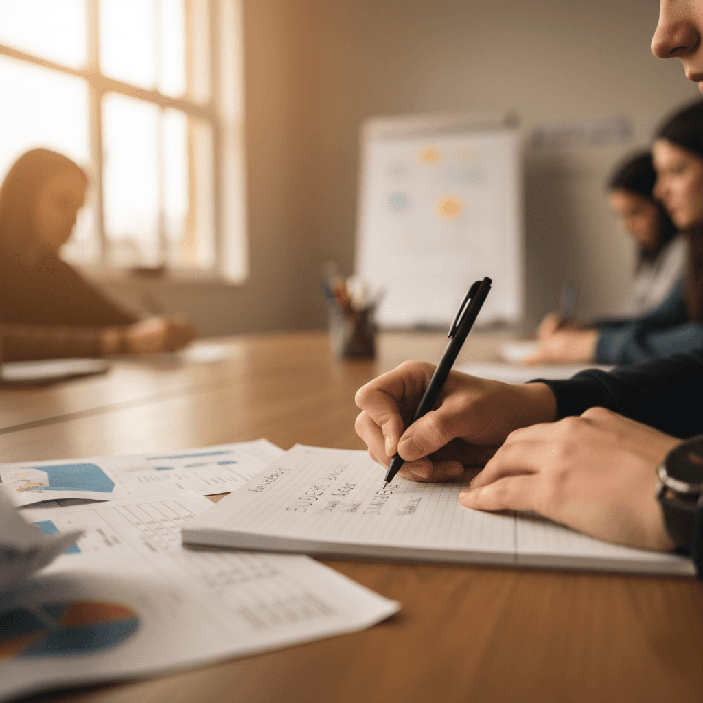 Youth participant writing during financial literacy training