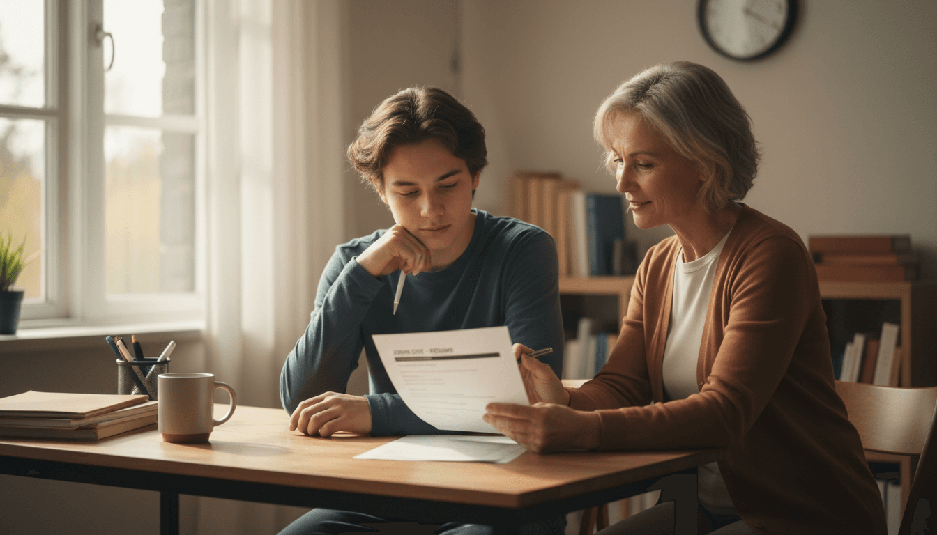 Young person reviewing resume with mentor during one-on-one session