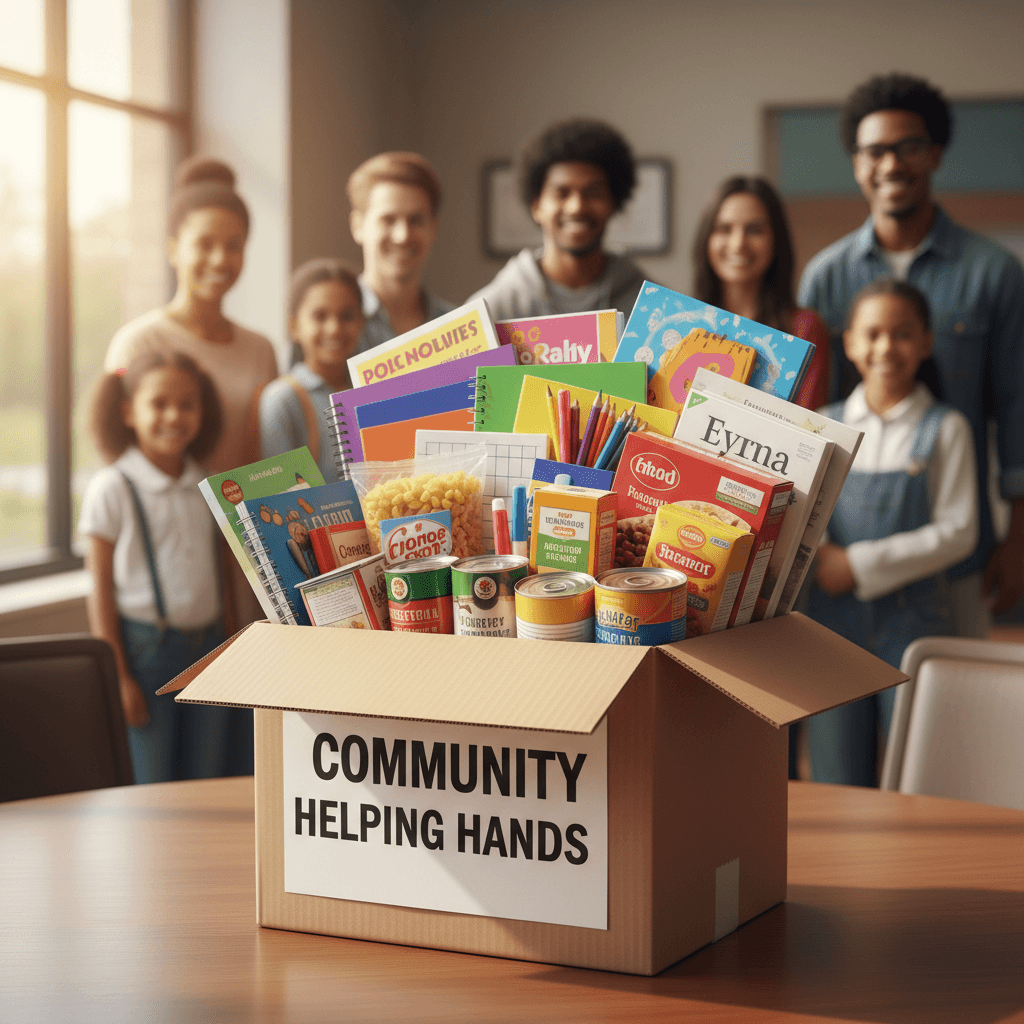 Donated supplies for local families